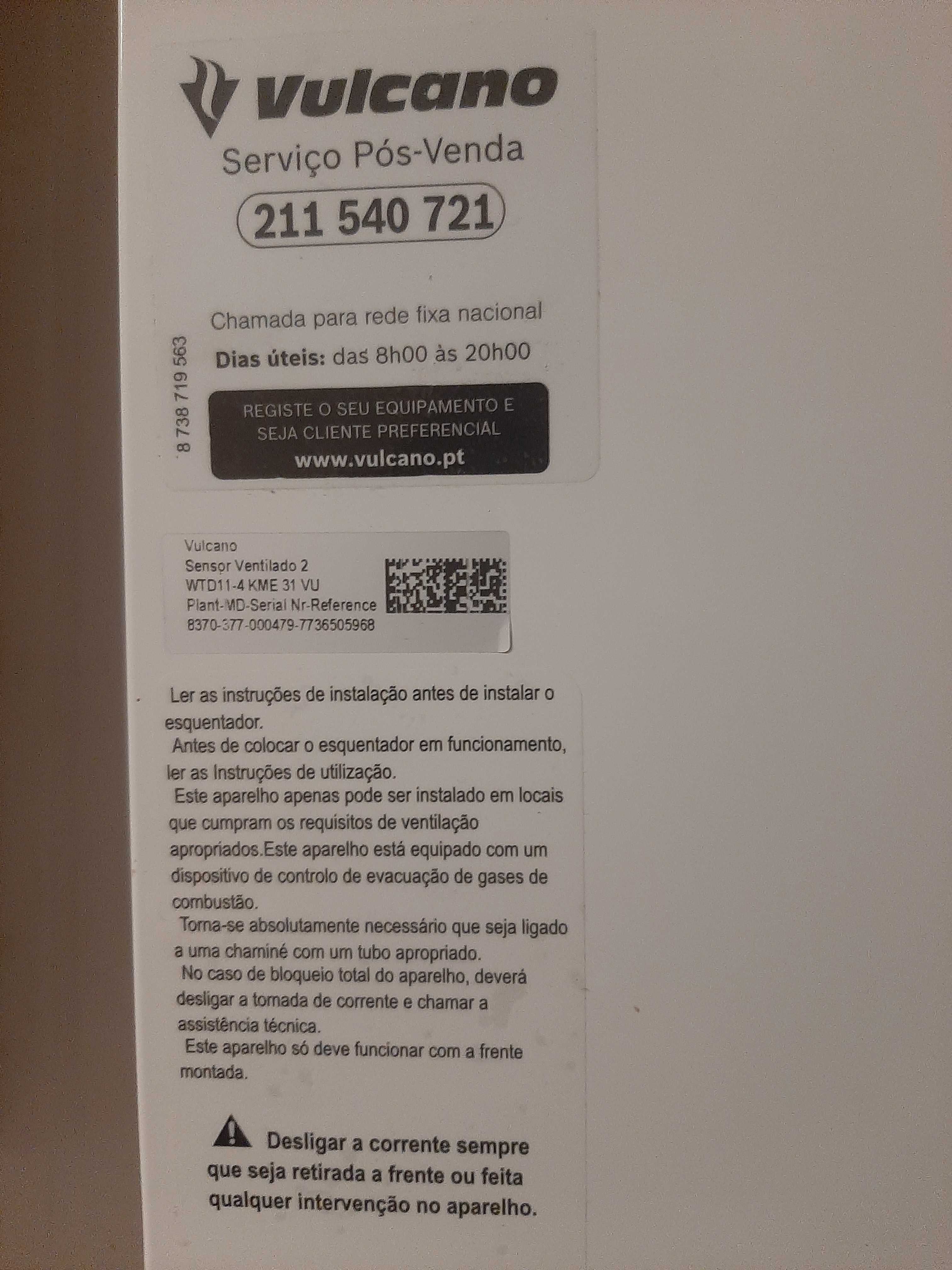 Esquentador Ventilado Vulcano WTD 11-4 KME 31 VU Butano Propano