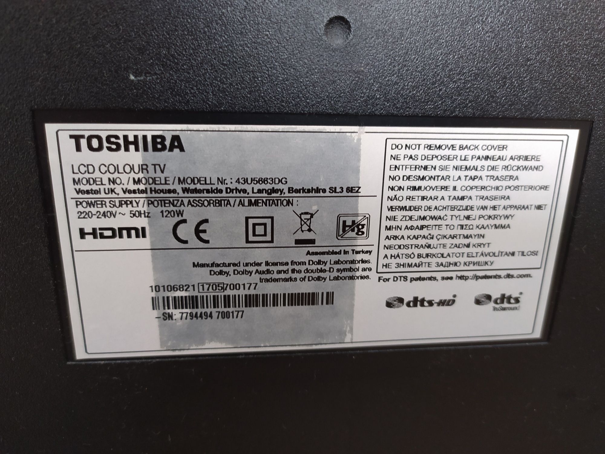 Телевізор Toshiba 43u5663dg