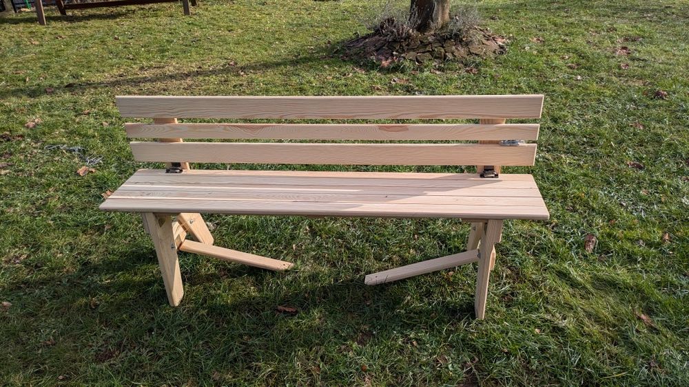 KOMPLET OGRODOWY składany 70X160 ławki z oparciami