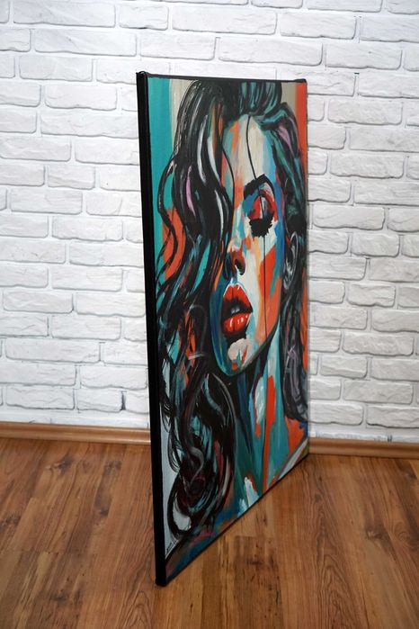 Obraz olejny 80x100 duży oryginalny nowy ekspresja z certyfikatem