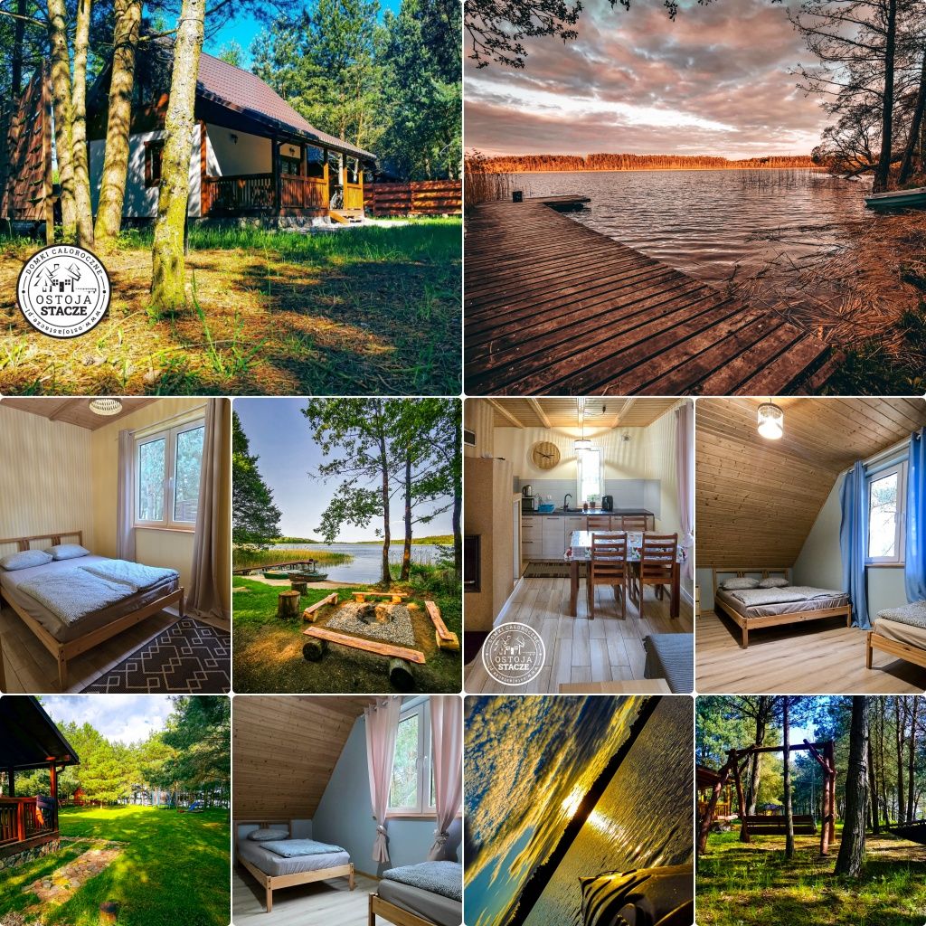 Dom linia brzegowa bania jacuzzi sup Mazury łódka kominek plaża Grill
