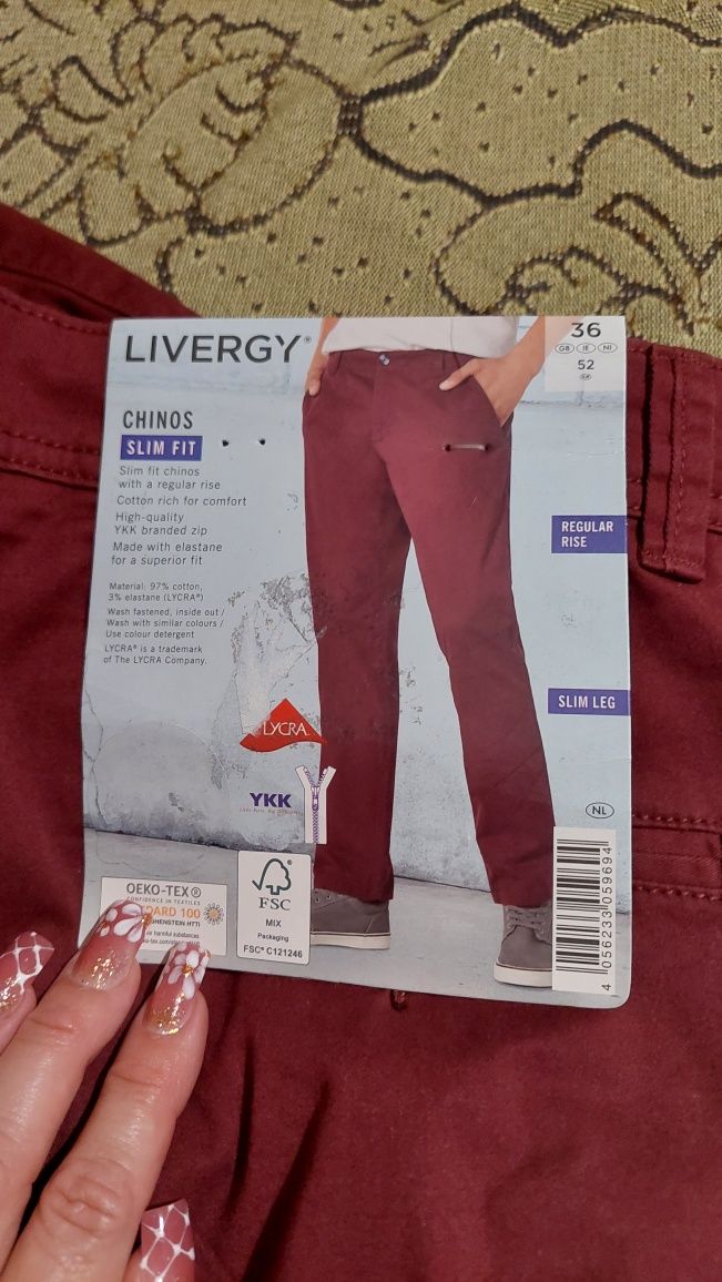 Стильні фірмові Чоловічі штани брюки Чино Chinos Livergy 50-52 р