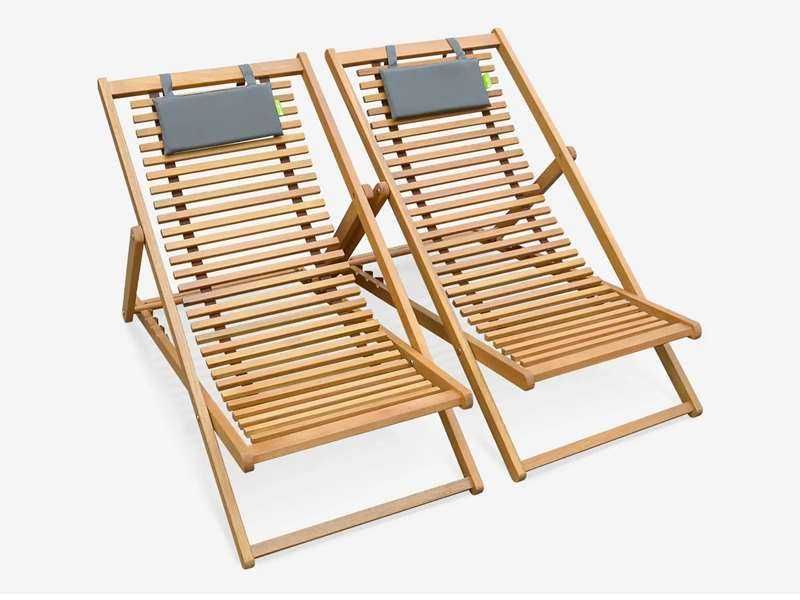 Leżak turystyczny • Leżak plażowy drewniany składany • Drewno akacjowe
