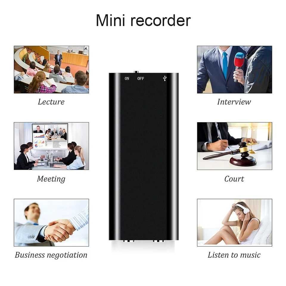 Profesjonalny mini dyktafon dźwięk cyfrowy 8GB