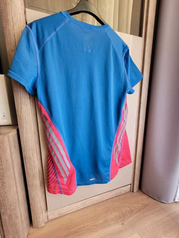 Niebiesko czerwony T-shirt Adidas roz. M/L