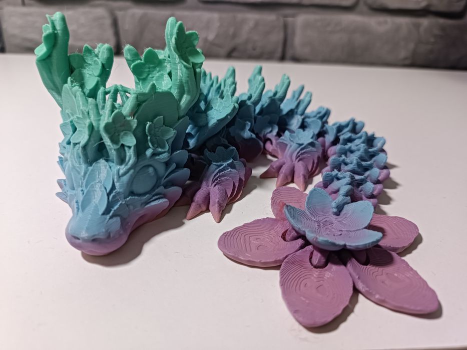 Smok Kwiatowy, Figurka 3D, Zabawka, Ruchomy wydruk 3D