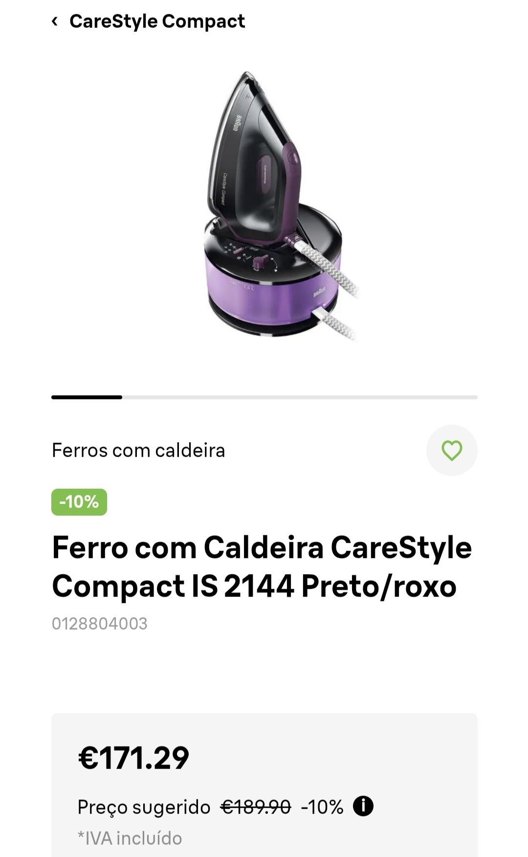 Ferro com caldeira Braun Carestyle Compact Black