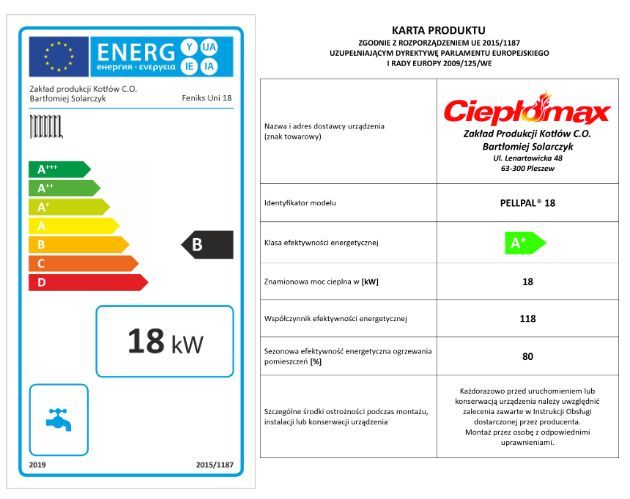Kocioł piec 18kW z podajnikiem na pellet DOTACJA Pellpal Pleszew ZUM