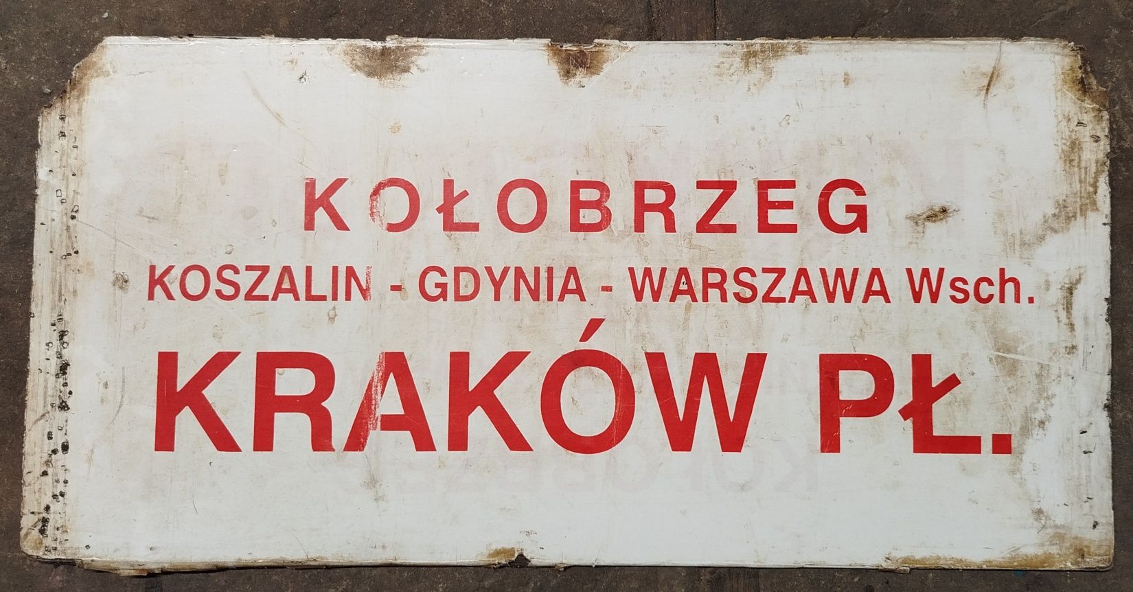 Tablica kierunkowa Kraków - Kołobrzeg