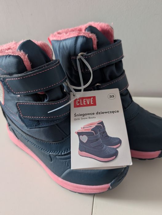 Nowe buty zimowe śniegowce ocieplane dziewczynka rozmiar 33 serce