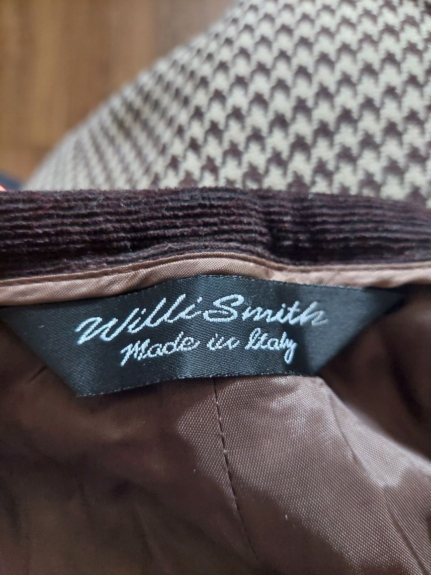 Spodnie wełniane wool pants pepitka beżowe brązowe willi Smith toruser