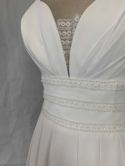 Nowa suknia ślubna 38 M z metką biała empire tren na ślub za granicą