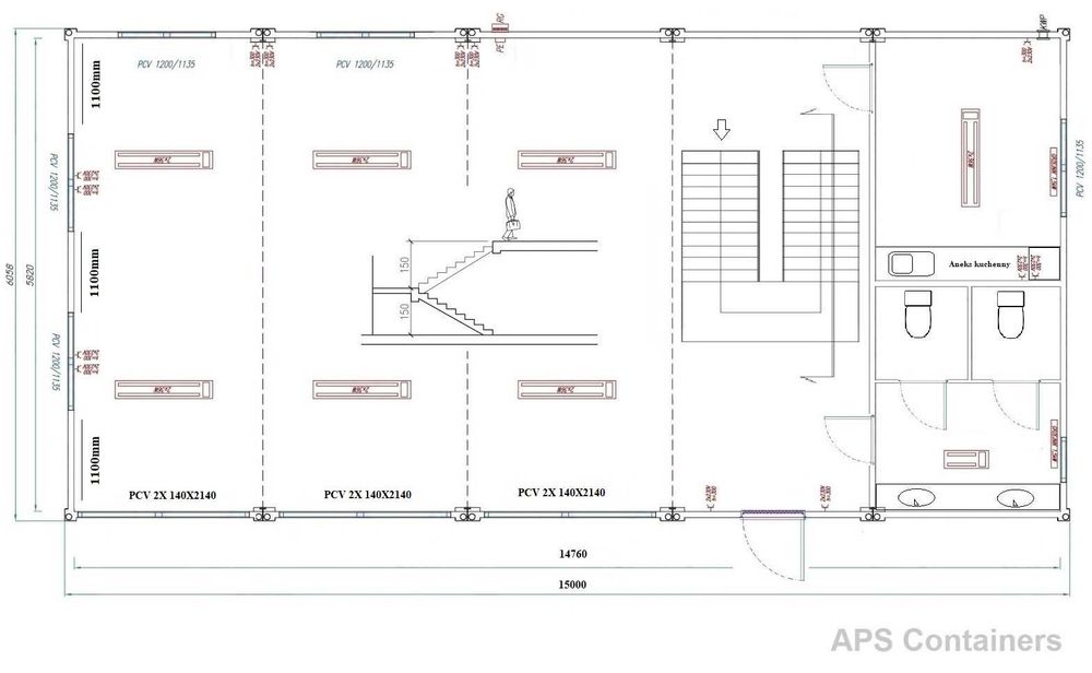Zestaw kontenerów biurowych handlowych 200 m2 dwupoziomowy