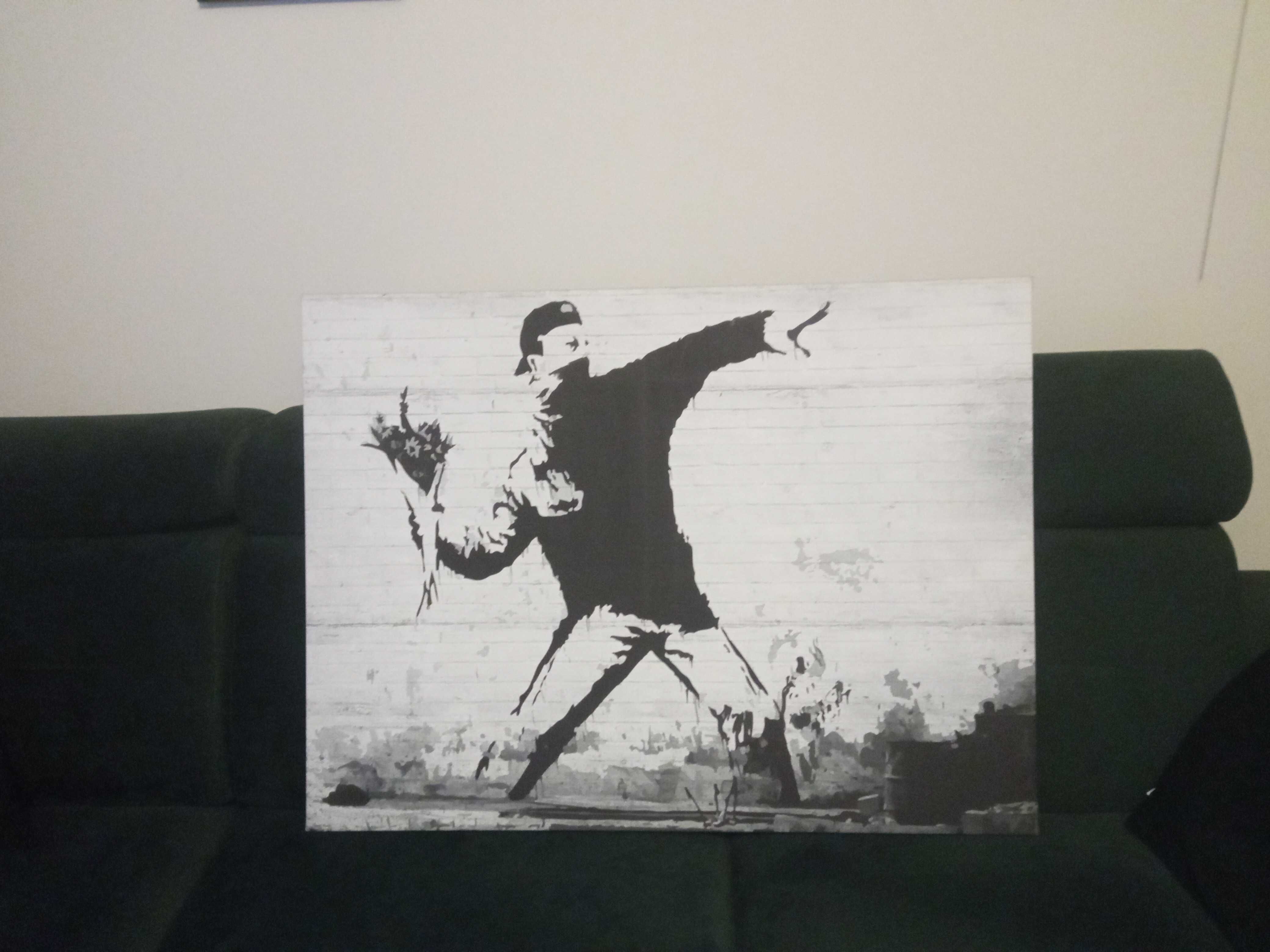 Nowoczesny obraz Banksy grafika współczesna na płótnie 100x75 druk