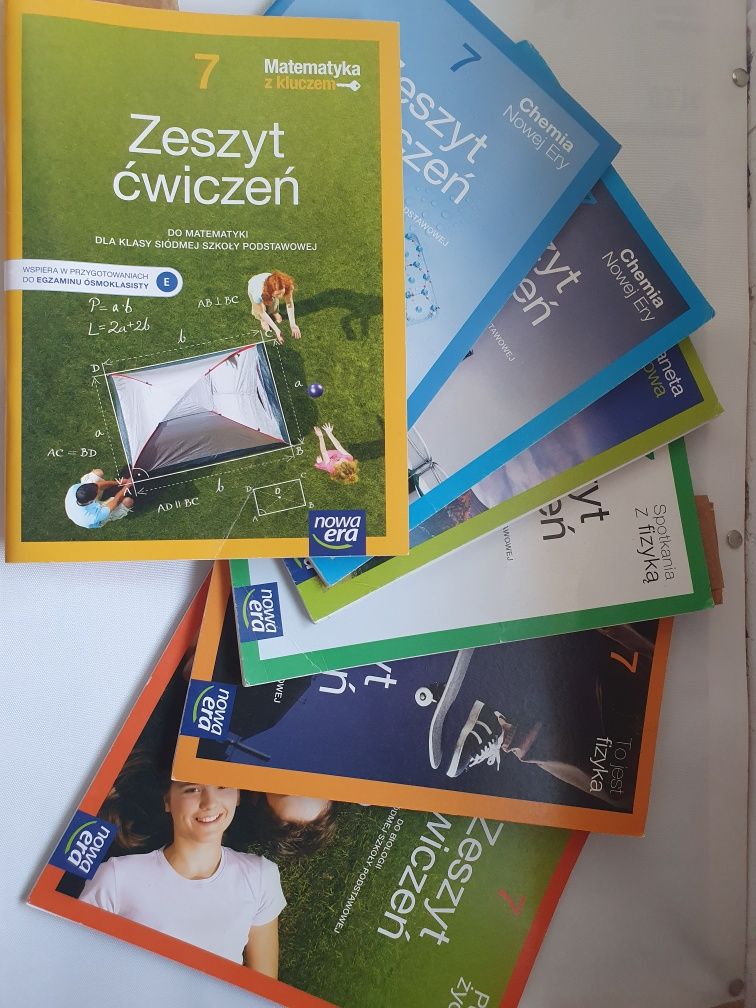 Zeszczyty ćwiczeń kl7 Matematyka Chemia Fizyka , Geografia , Biologia