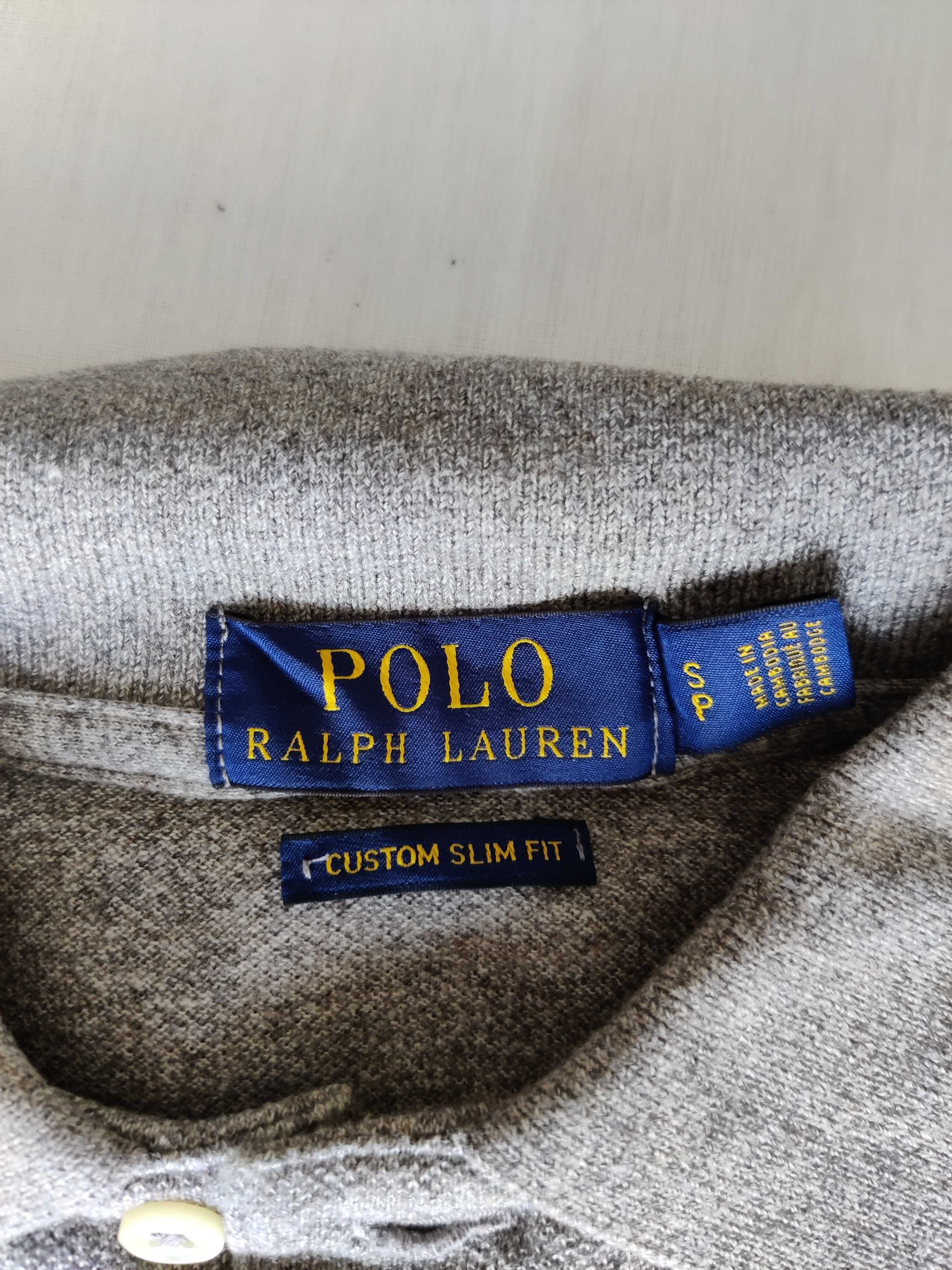 Pólo manga curta cinzento Ralph Lauren em piqué, tamanho S