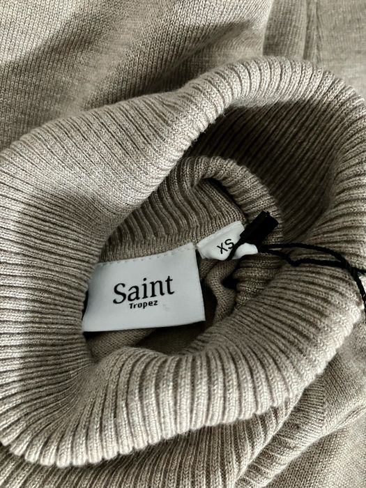 Saint Tropez golf XS long sleeve sweter melanż dzianina wiskoza beż