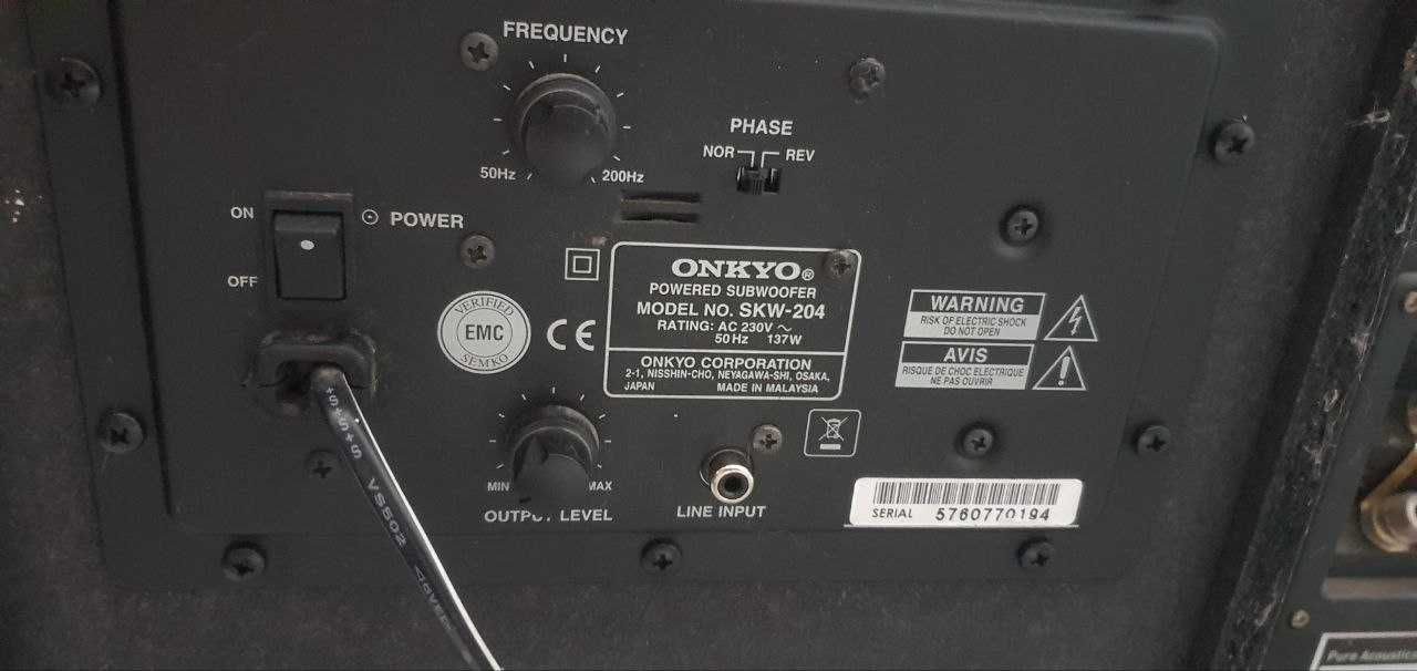 Głośniki Pure Acoustics + Subwoofer aktywny Onkyo