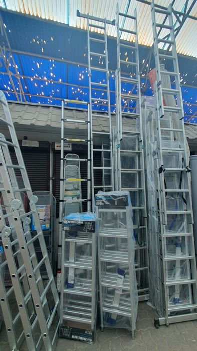 Драбина трансформер 4×3,4×4 алюмінієва,трьохсекційна,лестница