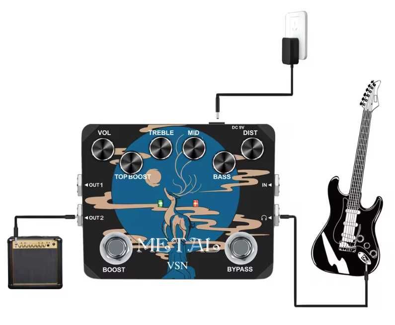 Лучшая педаль для металла 2в1 Distortion/Boost Heavy Metal