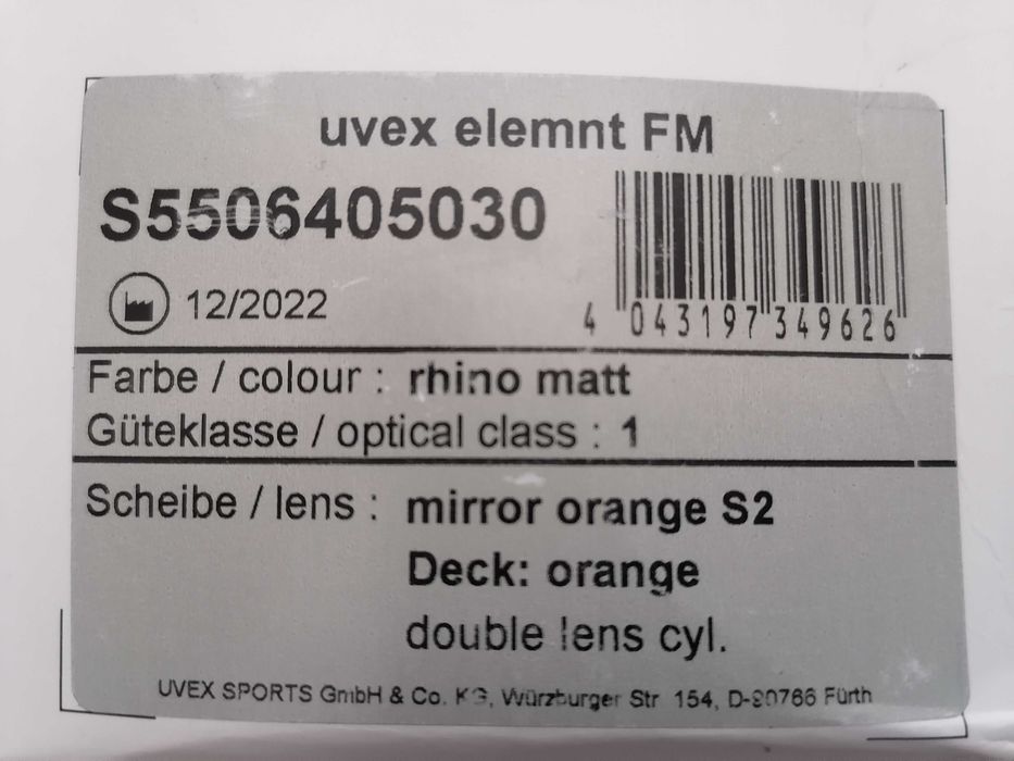 Gogle narciarskie Uvex Elemnt FM Rhino Matt S2