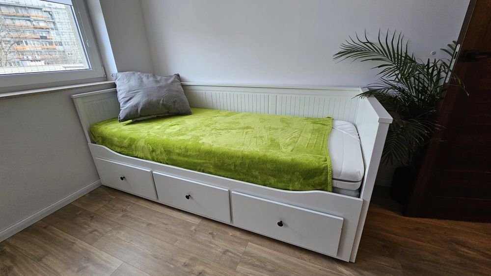 HEMNES Leżanka z 3 szufladami, 2 materace twardy, 80x200 cm