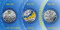 2022 #13-15 Ukraina zestaw monet 5 UAH Symbole państwowe