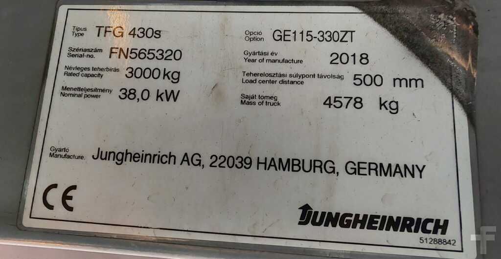 Wózek widłowy Jungheinrich TFG 430s 3.3m LPG