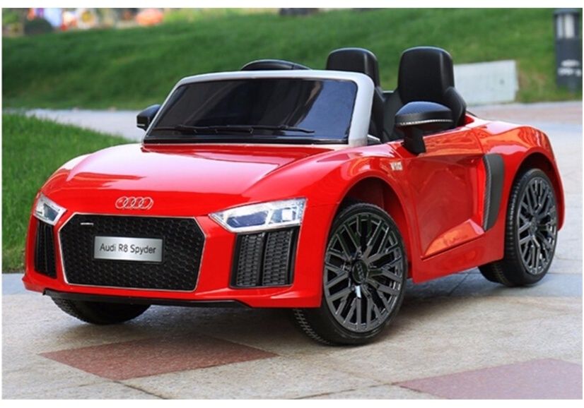 Auto na akumulator AUDI R8 Spyder USB Skóra Gumowe koła czerwony