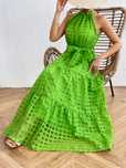 Sukienka Letnia Rozkloszowana Halter Maxi Zielona Casual Shein L 40