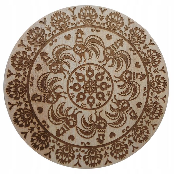 Deska Obrotowa Do Serwowania Przekąsek Talerz Drewniany Folk 30cm