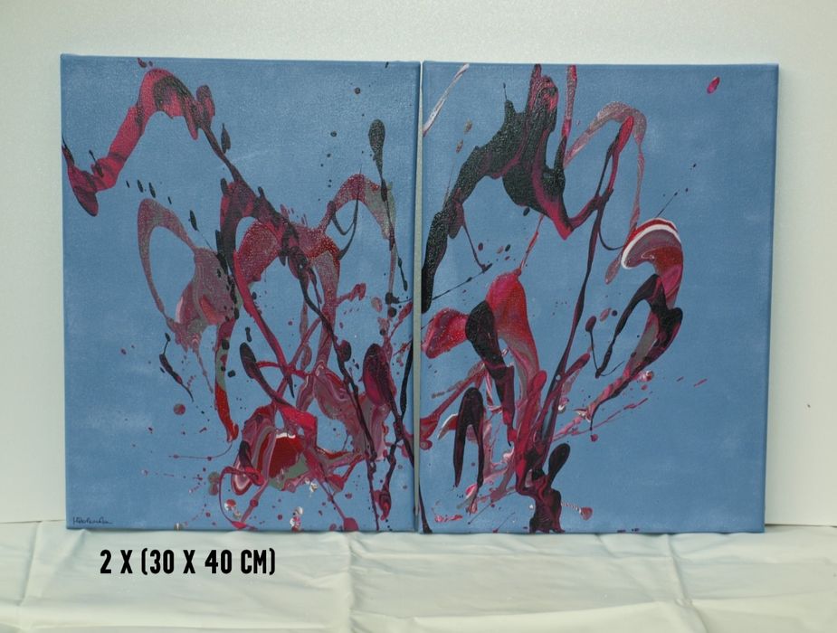 Obraz ręcznie malowany, złożony z 2 paneli