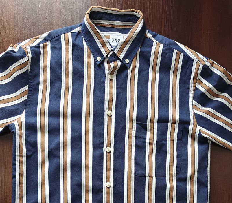 ZARA | Koszula w paski granatowa