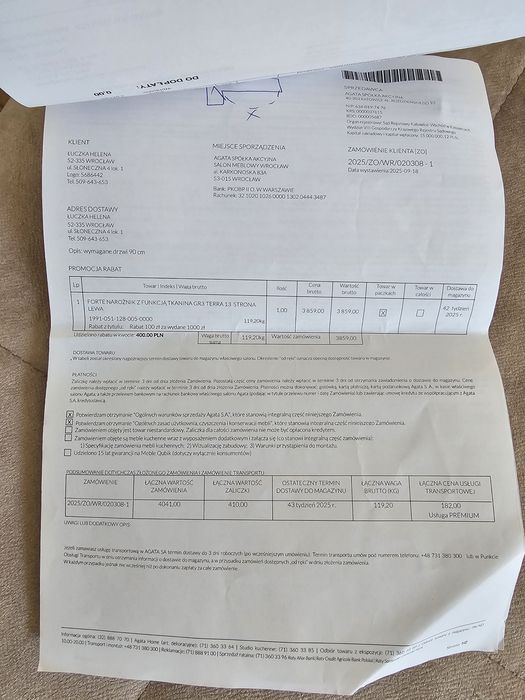 Nowy beżowy narożnik z funkcją spania