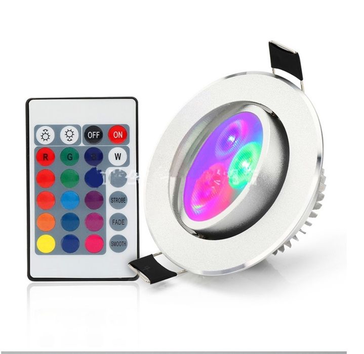 Світлодіодний стельовий світильник 9 Вт, вбудований, RGB, з дистанційн