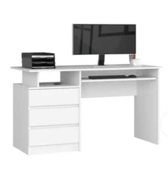 Biurko komputerowe wolnostojące białe