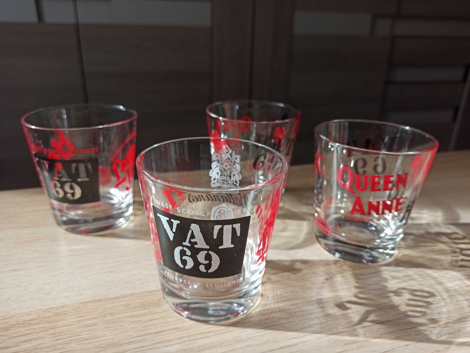 4 Kieliszki do whisky Haig Vat 69 Queen Anne Long John Ballantine’s