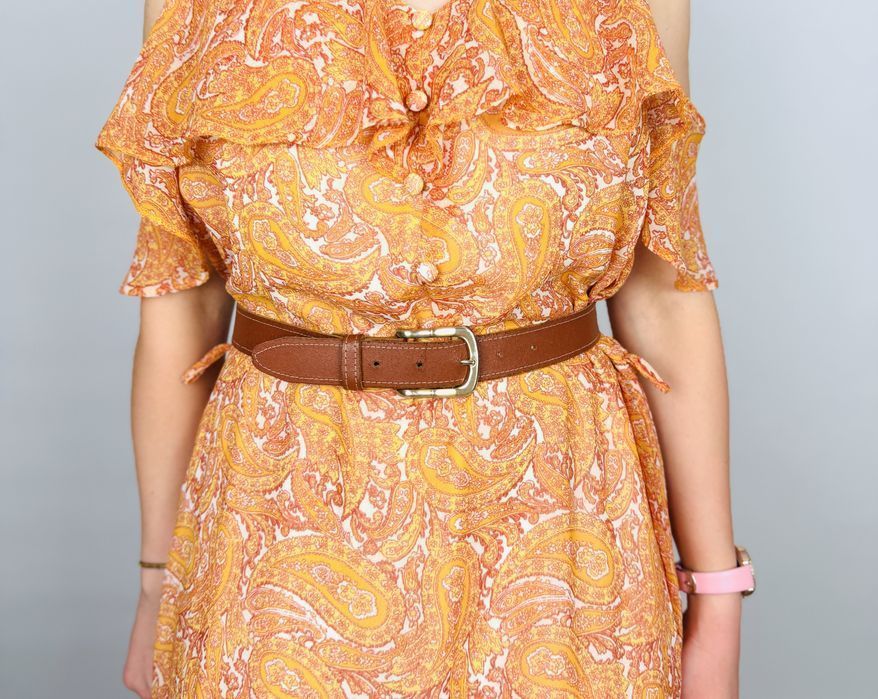 Pomarańczowa długa sukienka boho w orientalne wzory 3XL 46 F&F