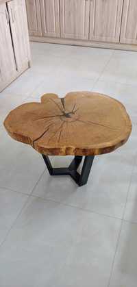 Stolik kawowy dębowy drewniany plaster drewna drzewa