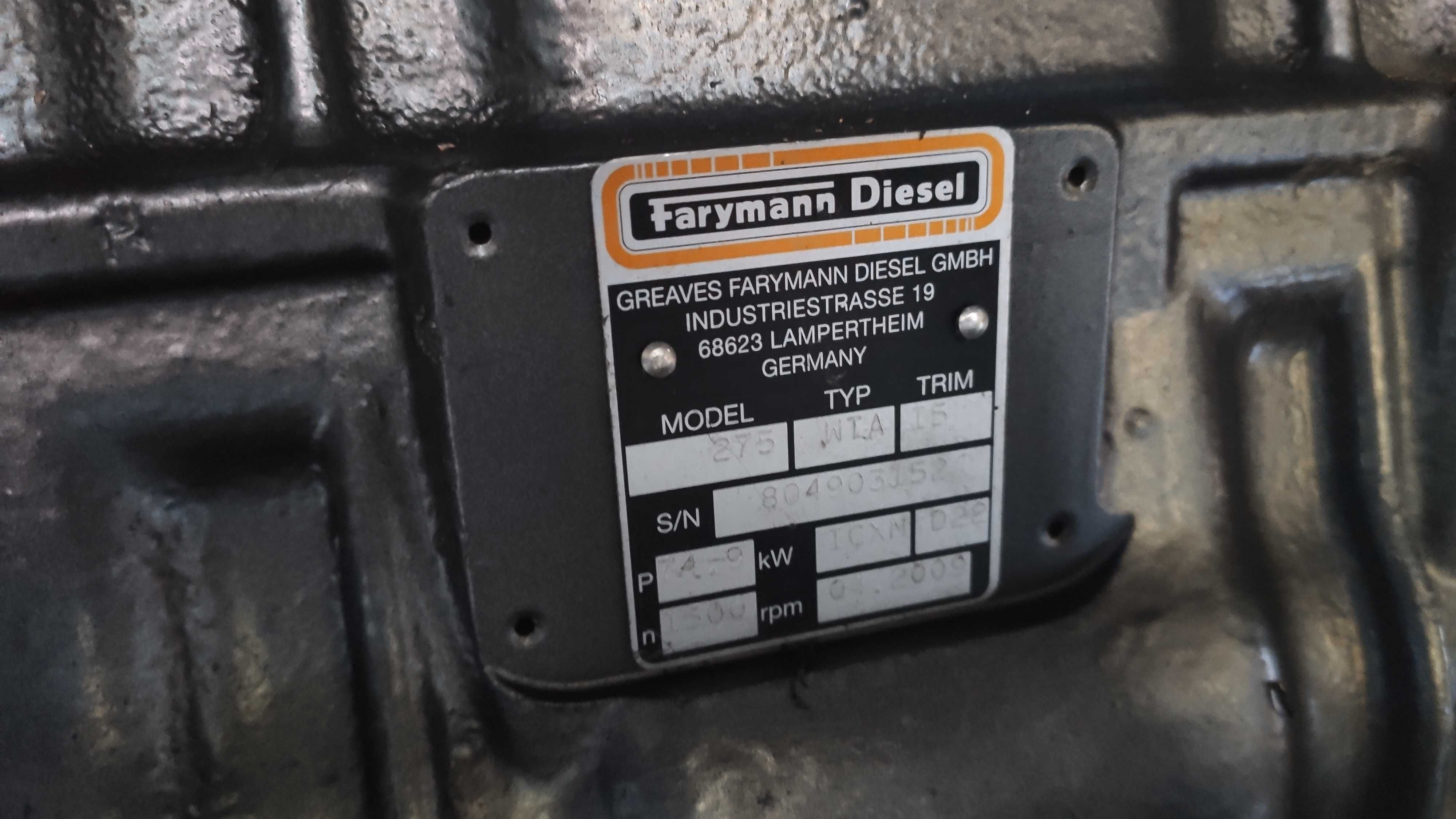 Silnik FARYMANN Diesel WTA 275 jak nowy / 101 KM/
