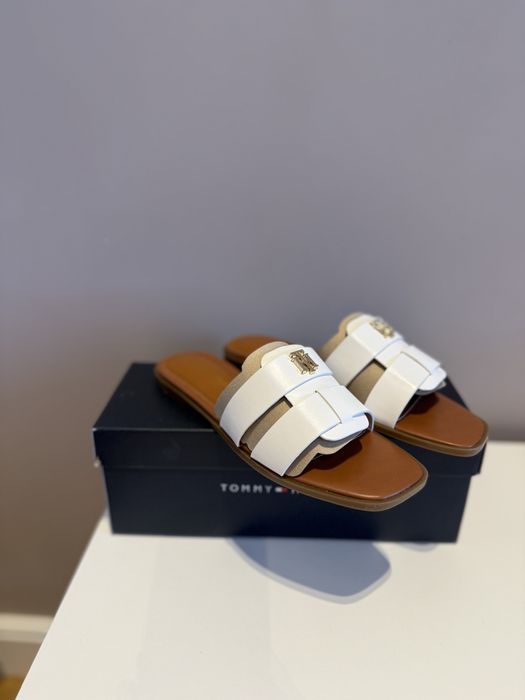 Шльопанці слайдери білі tommy hilfiger, 36 розмір, Pixee Flat Slide