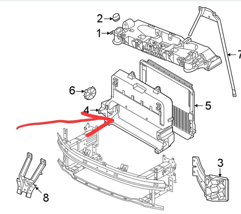 Абсорбер опори радіатора VW ID.4, ID.5 код: 11A 121 293