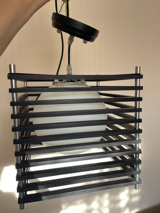 Люстра в японському стилі хром/венге бамбук