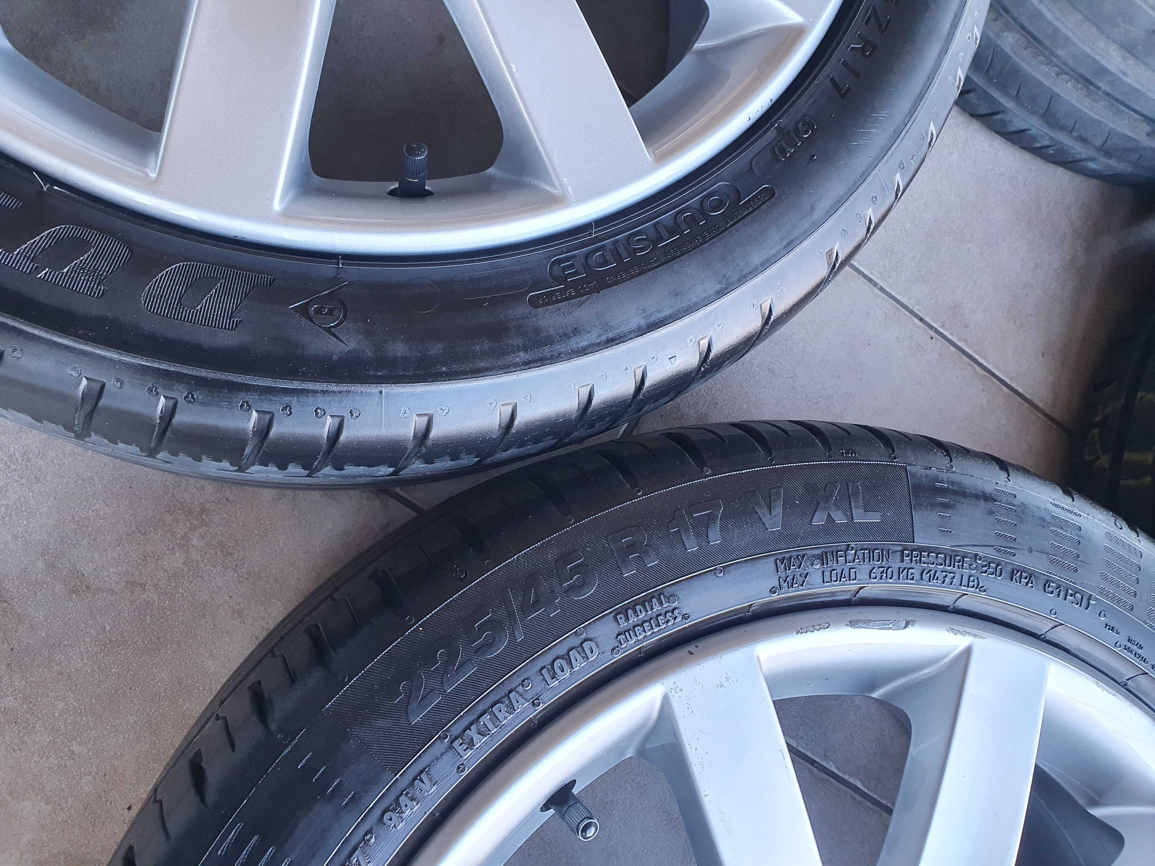 Koła letnie VW Golf 5 6 7 Touran Caddy 7x17 et54 5x112 opony 225/45/17
