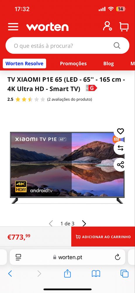 Xiaomi tv p1 65”