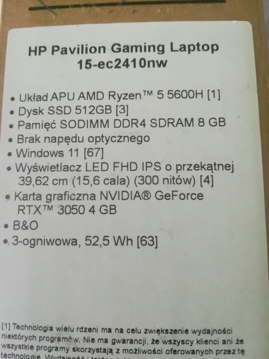 Zamienie Laptop Gamingowy HP Pavilion 15