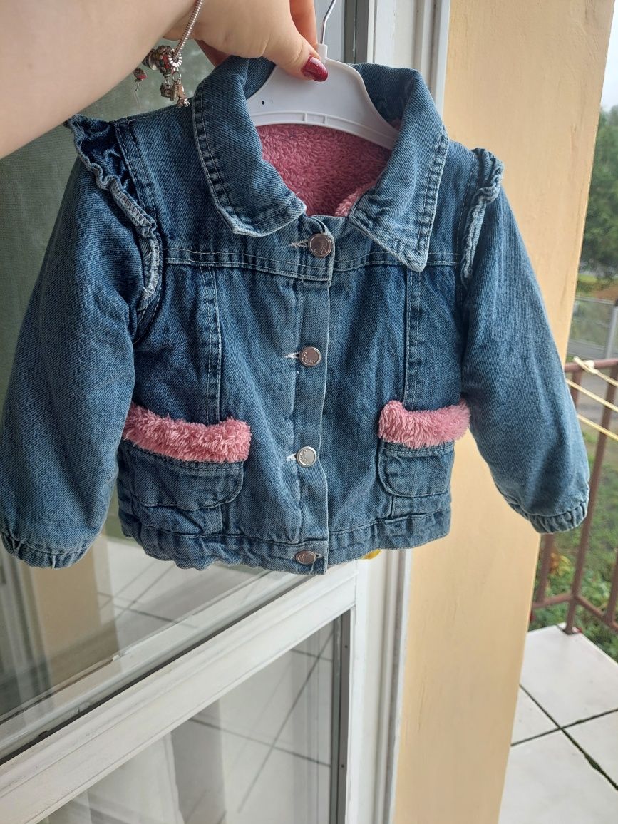 Ocieplana kurtka jeansowa dla dziewczynki micky r. 98