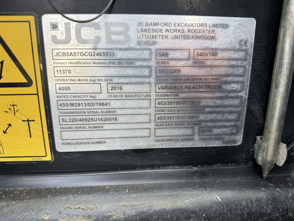 JCB 540-140 телескопічний навантажувач 2016р