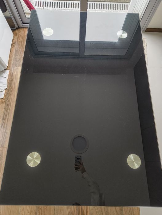 Mesa de cozinha em vidro, 140x90 cm