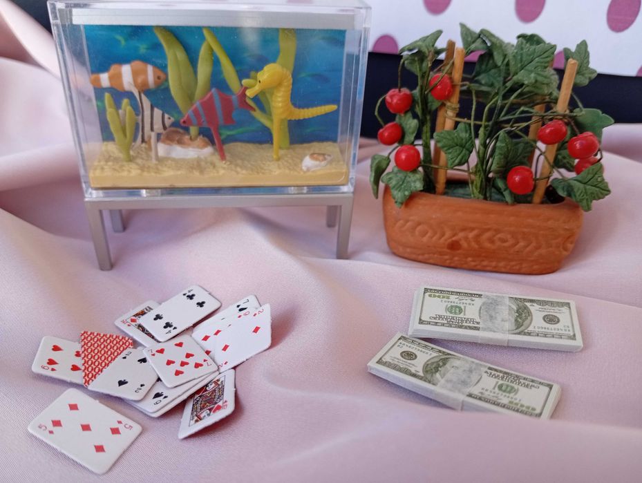 Acessórios miniatura para casa de bonecas